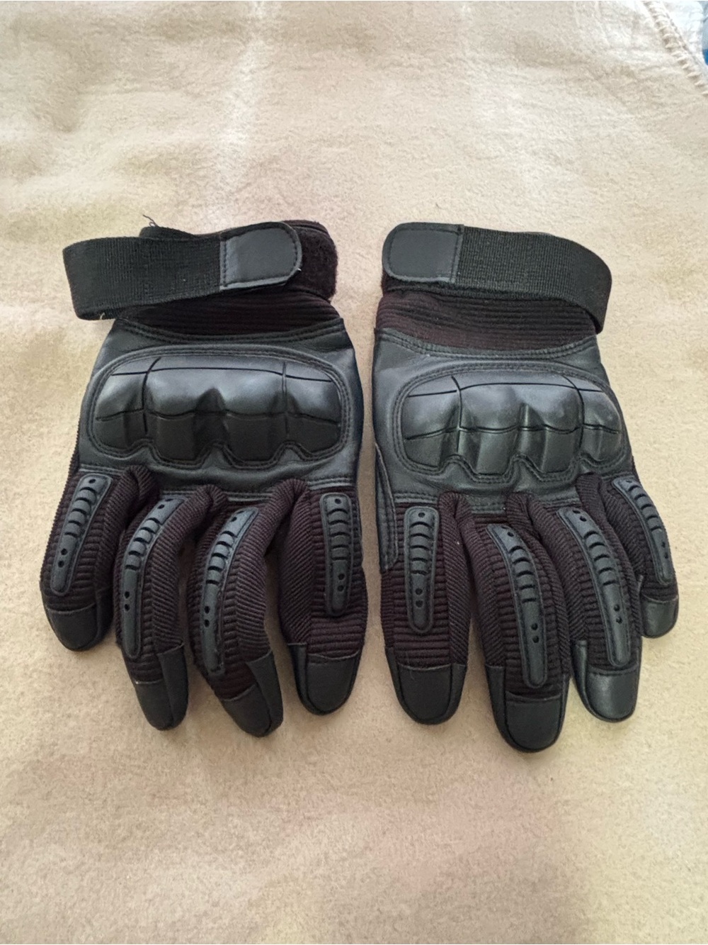 Tactical Protective Riding Gloves - Black Leather Sz L VGUC